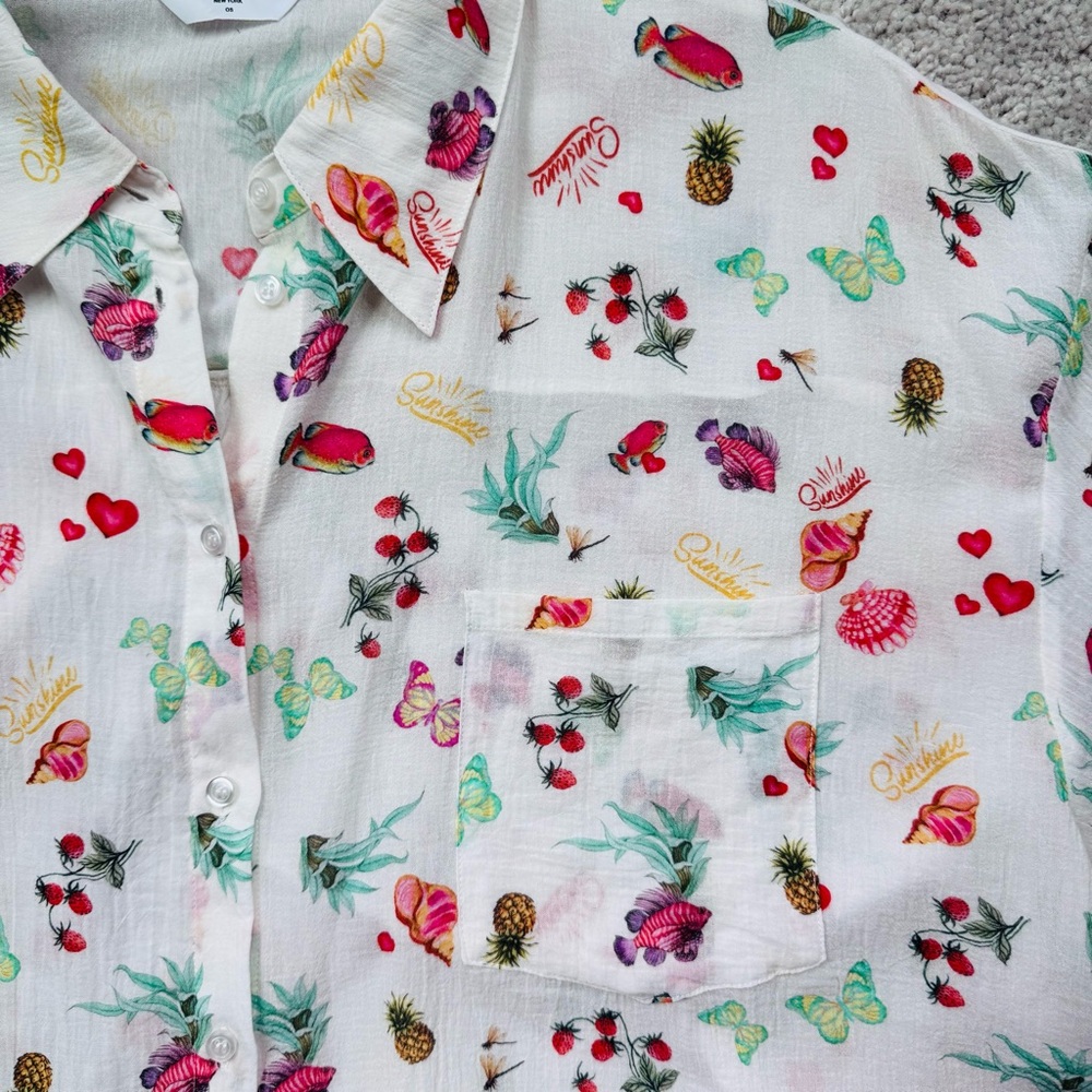 Amanda Uprichard Brio Cover Up Top & Shorts Set Fruit Salad Print Size M/L - Picture 3 of 10